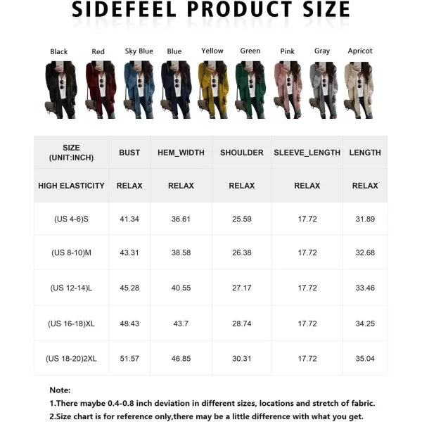 Sidefeel Womens Plaid Long Sleeve Open Front Cardigan Oversized Chunky Knit Sweaters Coat