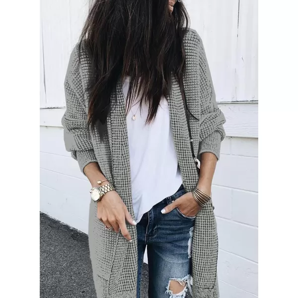 Sidefeel Womens Plaid Long Sleeve Open Front Cardigan Oversized Chunky Knit Sweaters Coat