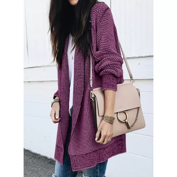 Sidefeel Womens Plaid Long Sleeve Open Front Cardigan Oversized Chunky Knit Sweaters Coat