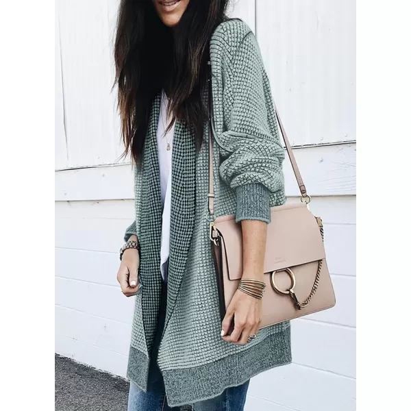 Sidefeel Womens Plaid Long Sleeve Open Front Cardigan Oversized Chunky Knit Sweaters Coat