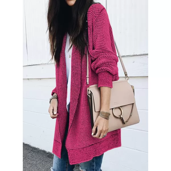 Sidefeel Womens Plaid Long Sleeve Open Front Cardigan Oversized Chunky Knit Sweaters Coat