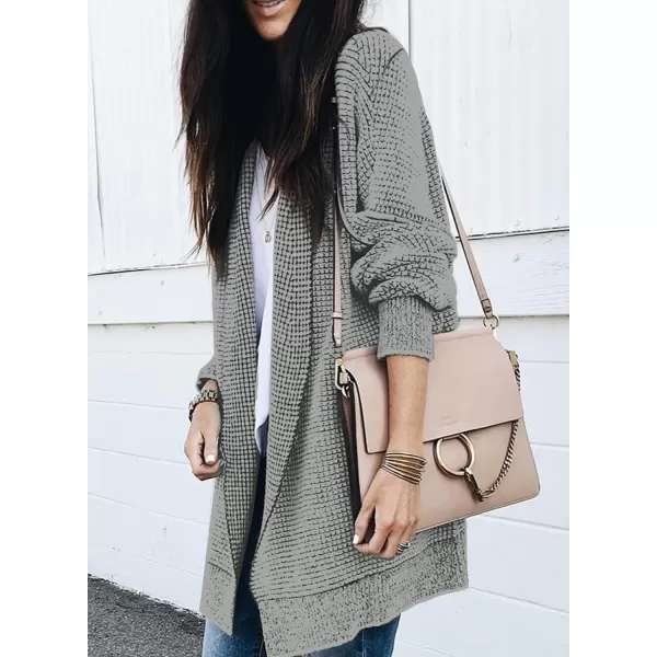 Sidefeel Womens Plaid Long Sleeve Open Front Cardigan Oversized Chunky Knit Sweaters Coat
