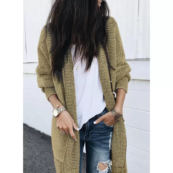 Sidefeel Womens Plaid Long Sleeve Open Front Cardigan Oversized Chunky Knit Sweaters Coat