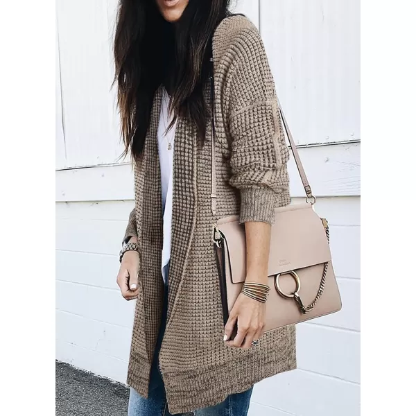 Sidefeel Womens Plaid Long Sleeve Open Front Cardigan Oversized Chunky Knit Sweaters Coat