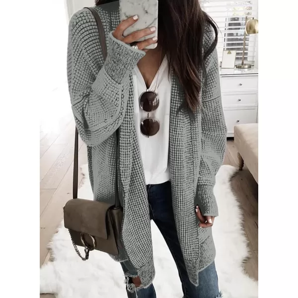 Sidefeel Womens Plaid Long Sleeve Open Front Cardigan Oversized Chunky Knit Sweaters Coat