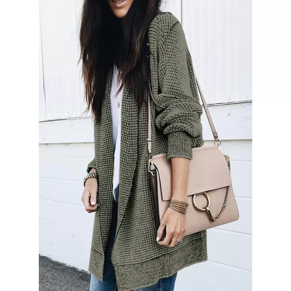 Sidefeel Womens Plaid Long Sleeve Open Front Cardigan Oversized Chunky Knit Sweaters Coat