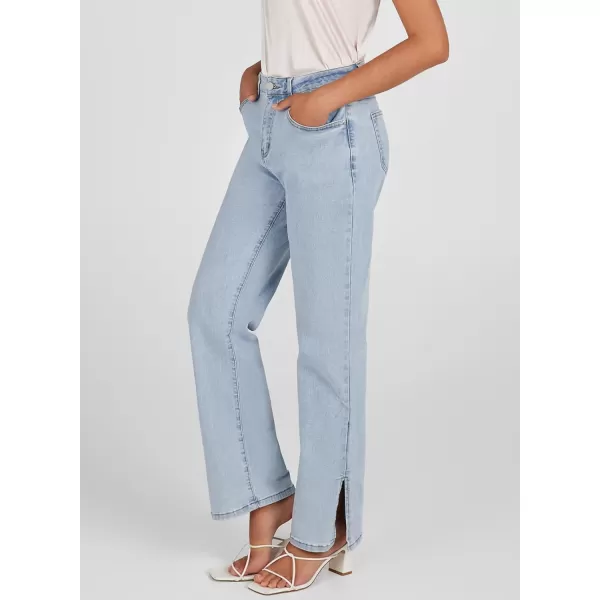 Sidefeel Women's Ripped High Waisted Flared Jeans Wide Leg Destroyed Denim Pants