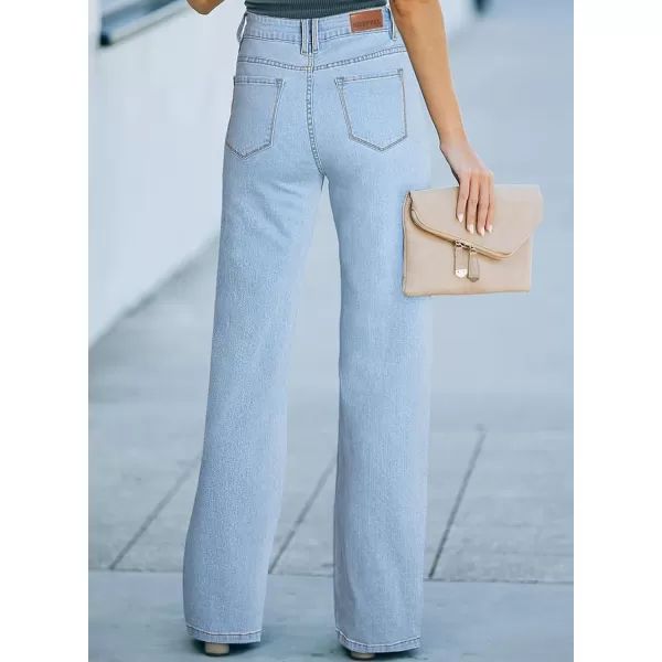 Sidefeel Women's Ripped High Waisted Flared Jeans Wide Leg Destroyed Denim Pants