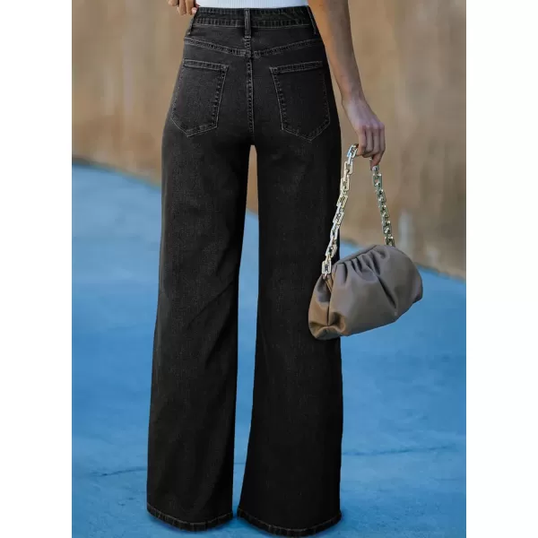 Sidefeel Women's Ripped High Waisted Flared Jeans Wide Leg Destroyed Denim Pants