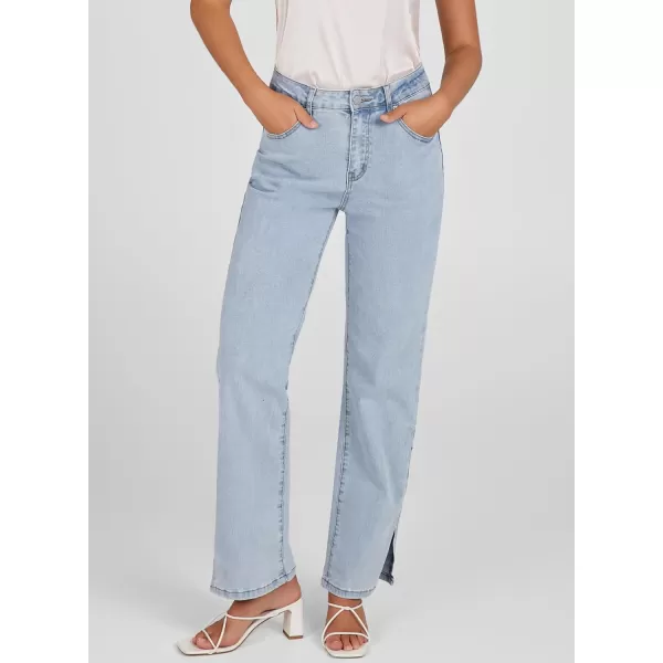 Sidefeel Women's Ripped High Waisted Flared Jeans Wide Leg Destroyed Denim Pants
