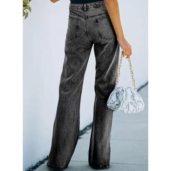 Sidefeel Women's Ripped High Waisted Flared Jeans Wide Leg Destroyed Denim Pants