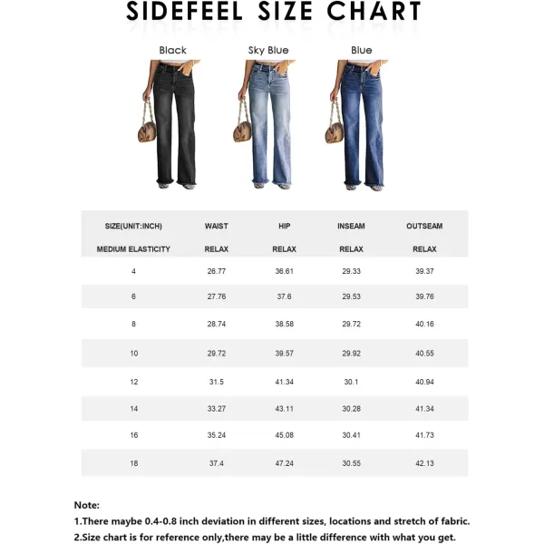 Sidefeel Women's Ripped High Waisted Flared Jeans Wide Leg Destroyed Denim Pants
