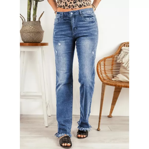 Sidefeel Women's Ripped High Waisted Flared Jeans Wide Leg Destroyed Denim Pants