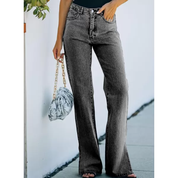 Sidefeel Women's Ripped High Waisted Flared Jeans Wide Leg Destroyed Denim Pants