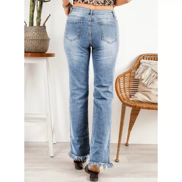 Sidefeel Women's Ripped High Waisted Flared Jeans Wide Leg Destroyed Denim Pants