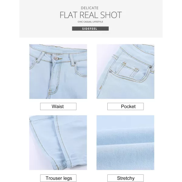 Sidefeel Women's Ripped High Waisted Flared Jeans Wide Leg Destroyed Denim Pants