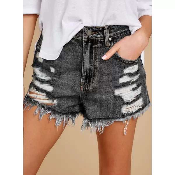 Sidefeel Women's Ripped Jean Shorts Mid Rise Summer Denim Pants