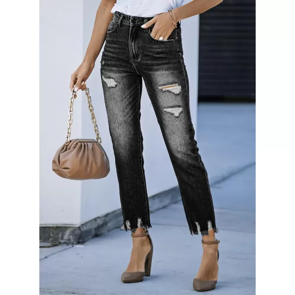 Sidefeel Women's Ripped Jeans Straight Leg Distressed Boyfriend Denim Pants