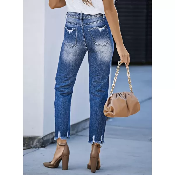 Sidefeel Women's Ripped Jeans Straight Leg Distressed Boyfriend Denim Pants