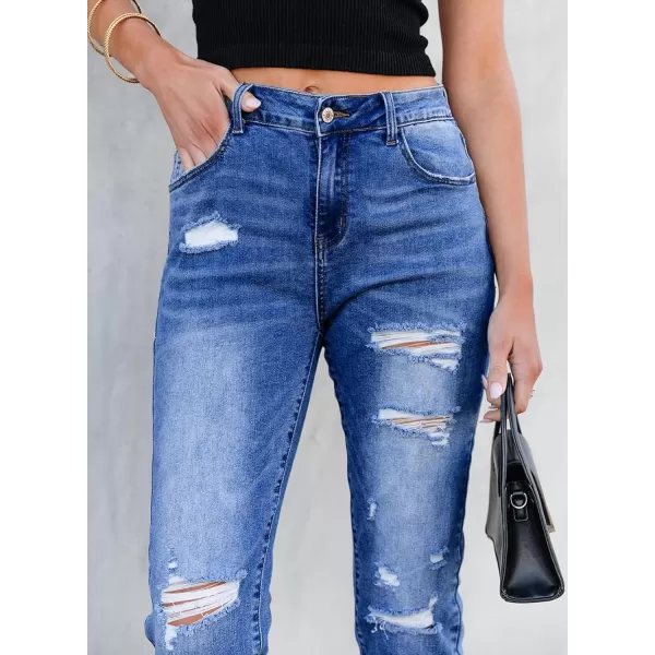 Sidefeel Women's Ripped Jeans Straight Leg Distressed Boyfriend Denim Pants