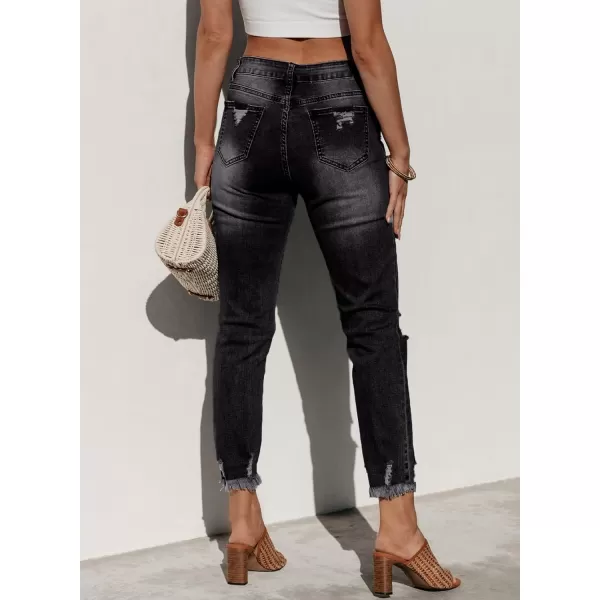Sidefeel Women's Ripped Jeans Straight Leg Distressed Boyfriend Denim Pants