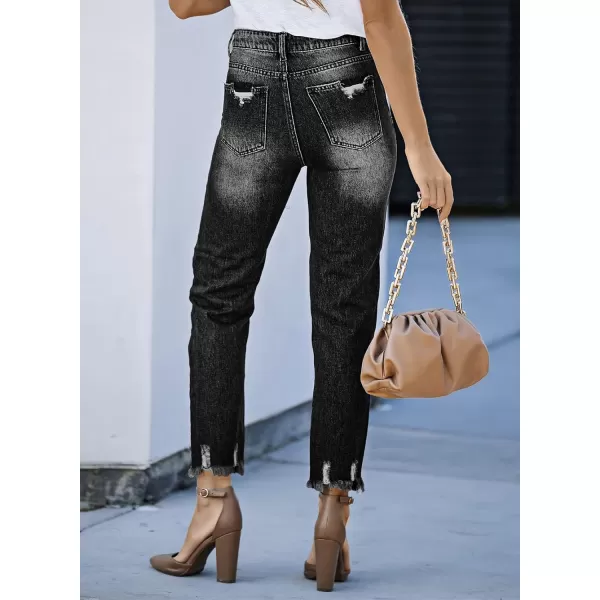 Sidefeel Women's Ripped Jeans Straight Leg Distressed Boyfriend Denim Pants