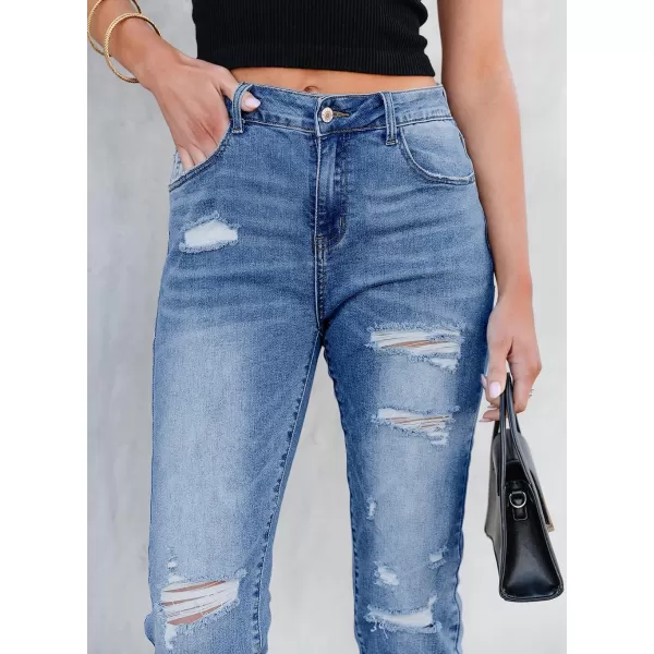 Sidefeel Women's Ripped Jeans Straight Leg Distressed Boyfriend Denim Pants