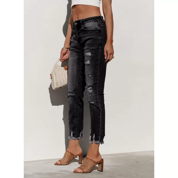 Sidefeel Women's Ripped Jeans Straight Leg Distressed Boyfriend Denim Pants