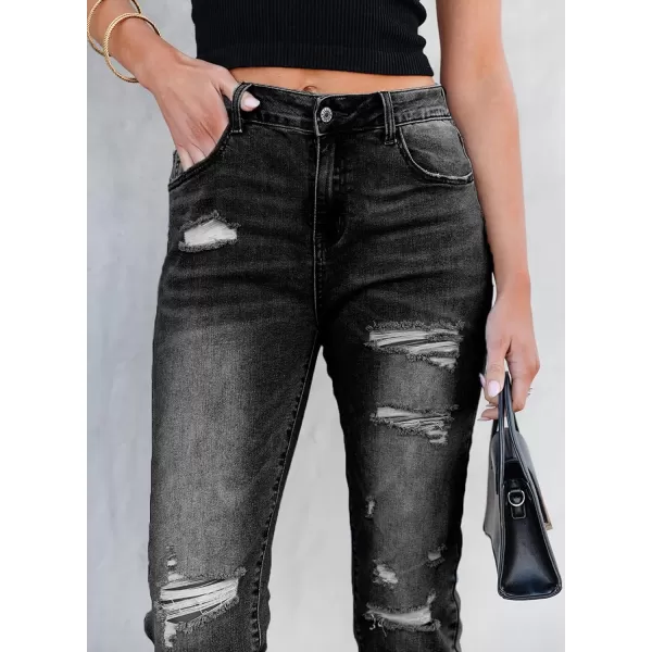 Sidefeel Women's Ripped Jeans Straight Leg Distressed Boyfriend Denim Pants