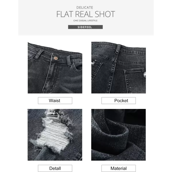 Sidefeel Women's Ripped Jeans Straight Leg Distressed Boyfriend Denim Pants