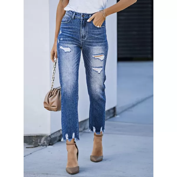 Sidefeel Women's Ripped Jeans Straight Leg Distressed Boyfriend Denim Pants