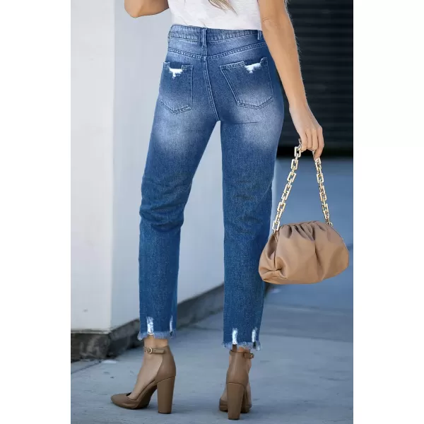Sidefeel Women's Ripped Jeans Straight Leg Distressed Boyfriend Denim Pants