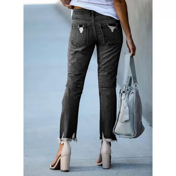 Sidefeel Women's Ripped Jeans Straight Leg Distressed Boyfriend Denim Pants