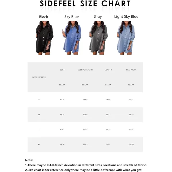 Sidefeel Womens Smocked 3 4 Sleeve Button Down Denim Jeans Dresses