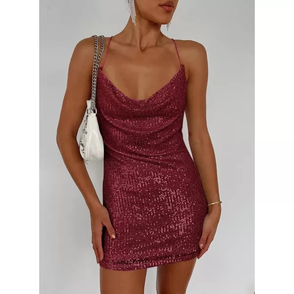 Sidefeel Women's Square Neck Bodice Dress Sequin Glitter Sexy Spaghetti Strap Sleeveless Backless Bodycon Mini Dresses