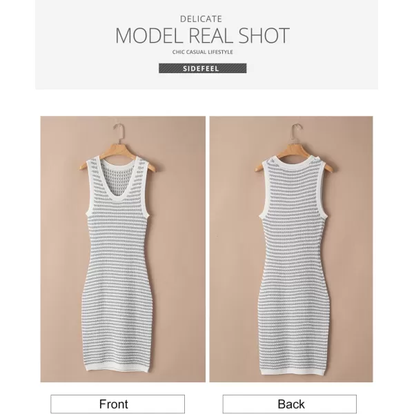 Sidefeel Women's Summer Bodycon Sundresses Knit Midi Dress Sleeveless Striped Ribbed Club Night Dresses