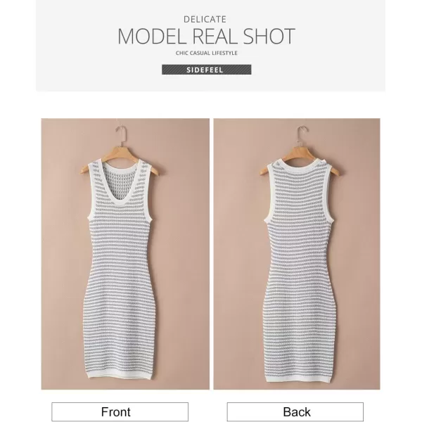 Sidefeel Women's Summer Bodycon Sundresses Knit Midi Dress Sleeveless Striped Ribbed Club Night Dresses