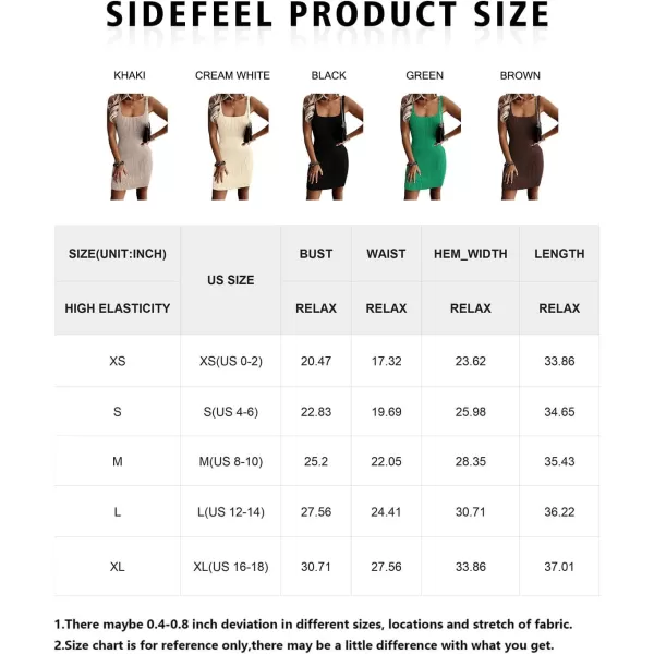 Sidefeel Womens Summer Dresses 2024 Casual Square Neck Ribbed Knit Sleeveless Sundress Sexy Bodycon Mini Dress