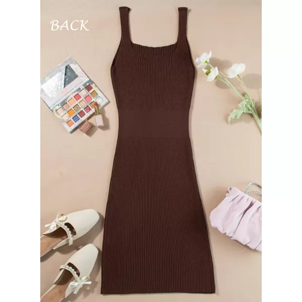 Sidefeel Womens Summer Dresses 2024 Casual Square Neck Ribbed Knit Sleeveless Sundress Sexy Bodycon Mini Dress