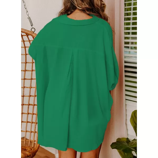 Sidefeel Womens Summer Oversized 3/4 Sleeve Button Down Shirts Side Slit Dressy Casual Blouses Loose Fit Tunic Tops