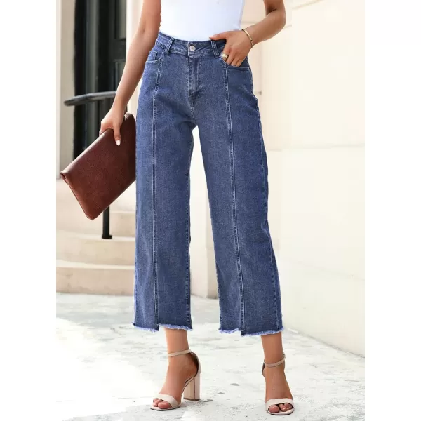 Sidefeel Women's Wide Leg Capri Jeans Casual Summer Straight Leg Denim Pants with Pockets