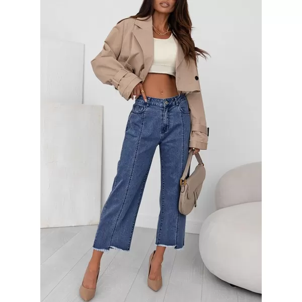 Sidefeel Women's Wide Leg Capri Jeans Casual Summer Straight Leg Denim Pants with Pockets