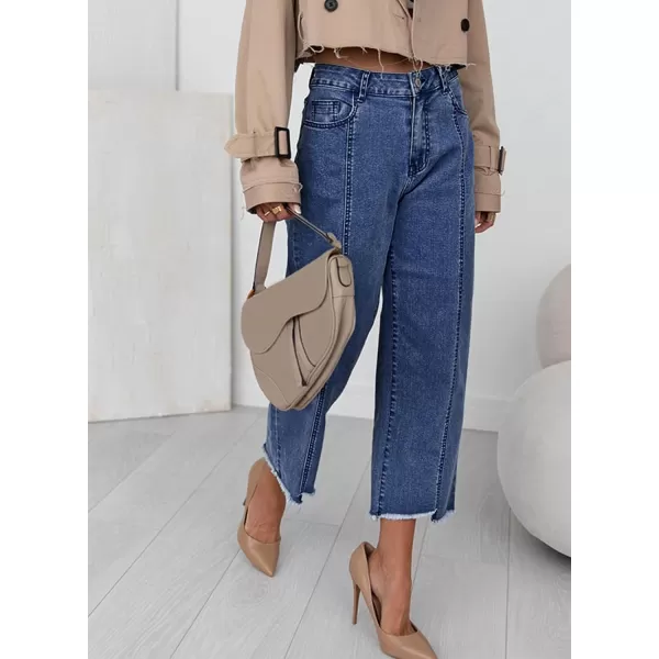 Sidefeel Women's Wide Leg Capri Jeans Casual Summer Straight Leg Denim Pants with Pockets