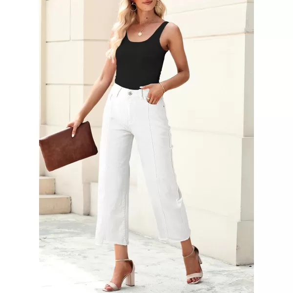 Sidefeel Women's Wide Leg Capri Jeans Casual Summer Straight Leg Denim Pants with Pockets