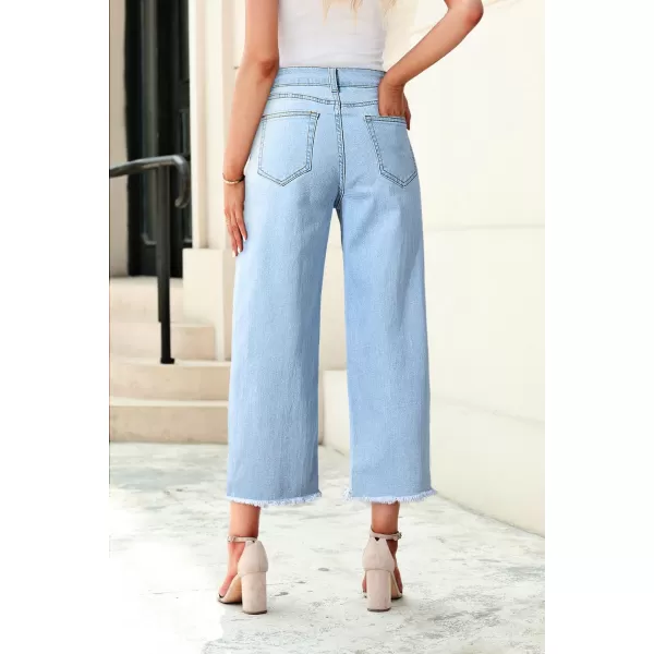 Sidefeel Women's Wide Leg Capri Jeans Casual Summer Straight Leg Denim Pants with Pockets