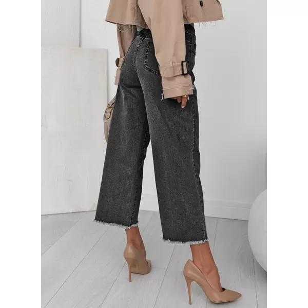 Sidefeel Women's Wide Leg Capri Jeans Casual Summer Straight Leg Denim Pants with Pockets