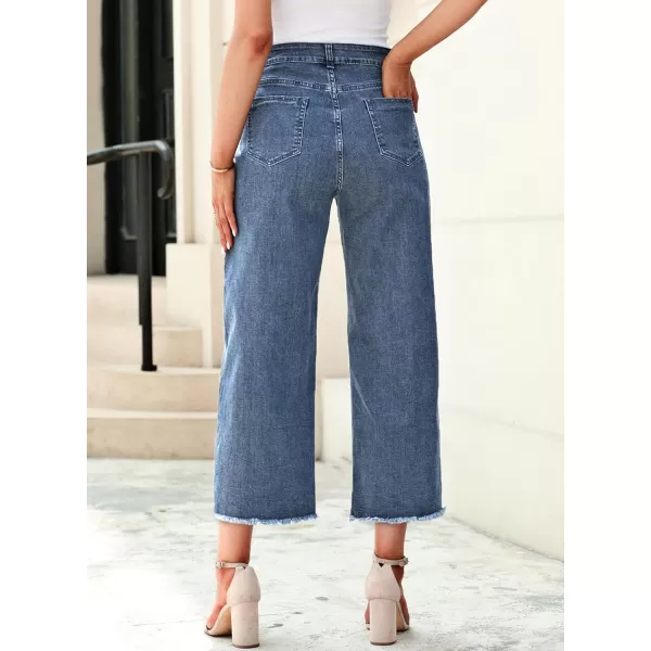 Sidefeel Women's Wide Leg Capri Jeans Casual Summer Straight Leg Denim Pants with Pockets