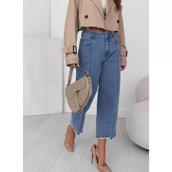 Sidefeel Women's Wide Leg Capri Jeans Casual Summer Straight Leg Denim Pants with Pockets