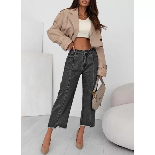 Sidefeel Women's Wide Leg Capri Jeans Casual Summer Straight Leg Denim Pants with Pockets