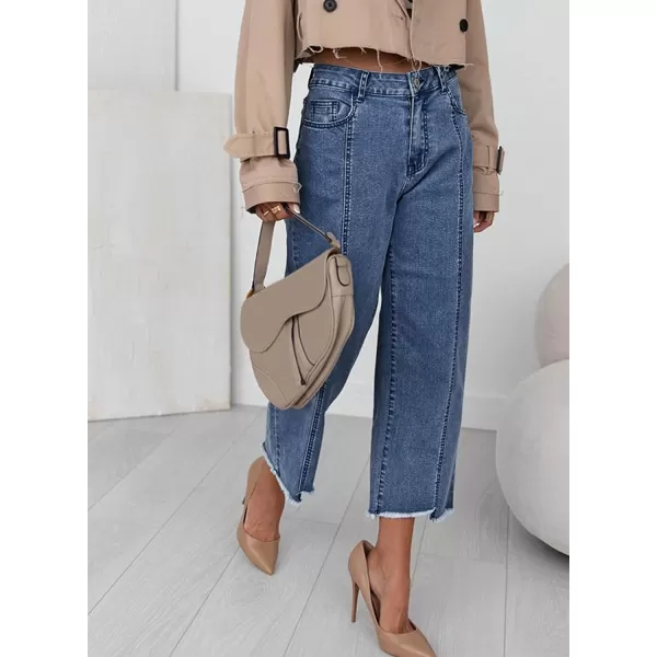 Sidefeel Women's Wide Leg Capri Jeans Casual Summer Straight Leg Denim Pants with Pockets